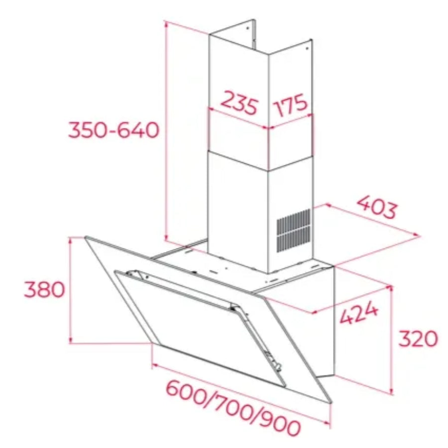 Campana De Pared DVT 78660 Pro Teka Color Negro 70cm