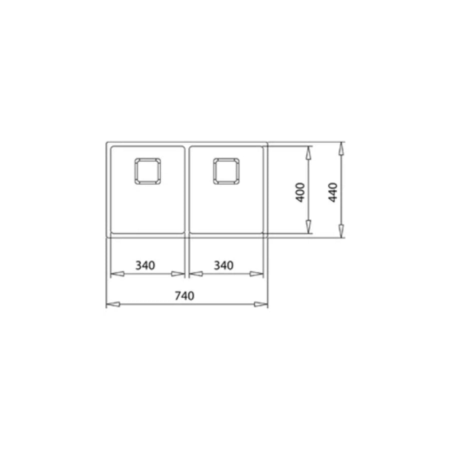 Fregadero Flexlinea RS15 2C Teka 74 cm