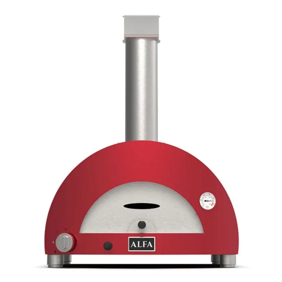 Combo Alfa Forni, Horno Moderno 1 Pizze A Gas Color Rojo + Set De Palas 4 Piezas