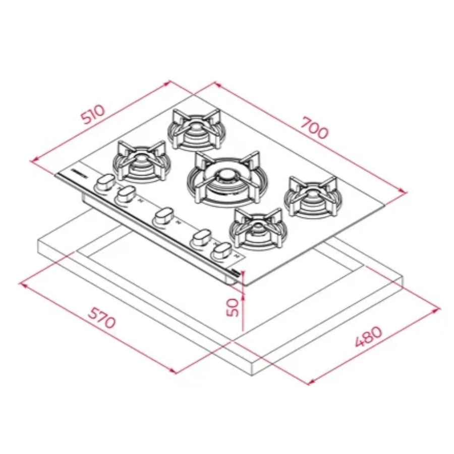 Encimera a Gas Edición Especial  Glass Infinity G1 Teka Color Negro 70cm