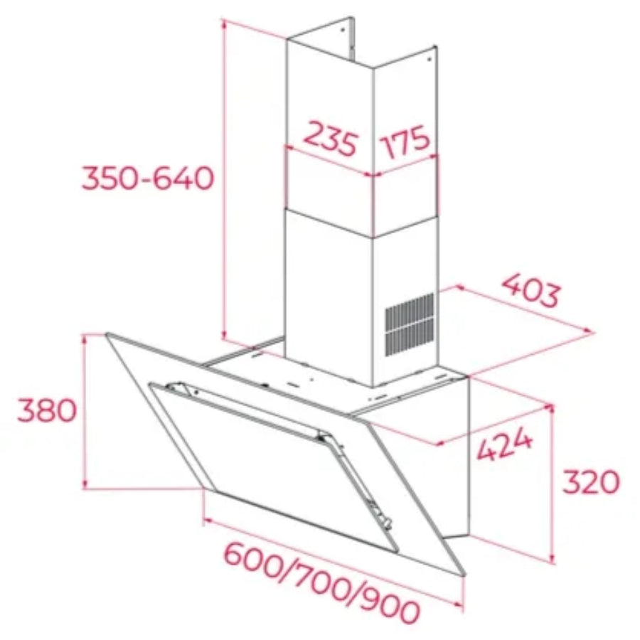 Campana De Pared DVT 98660 Pro Teka Color Negro 90cm