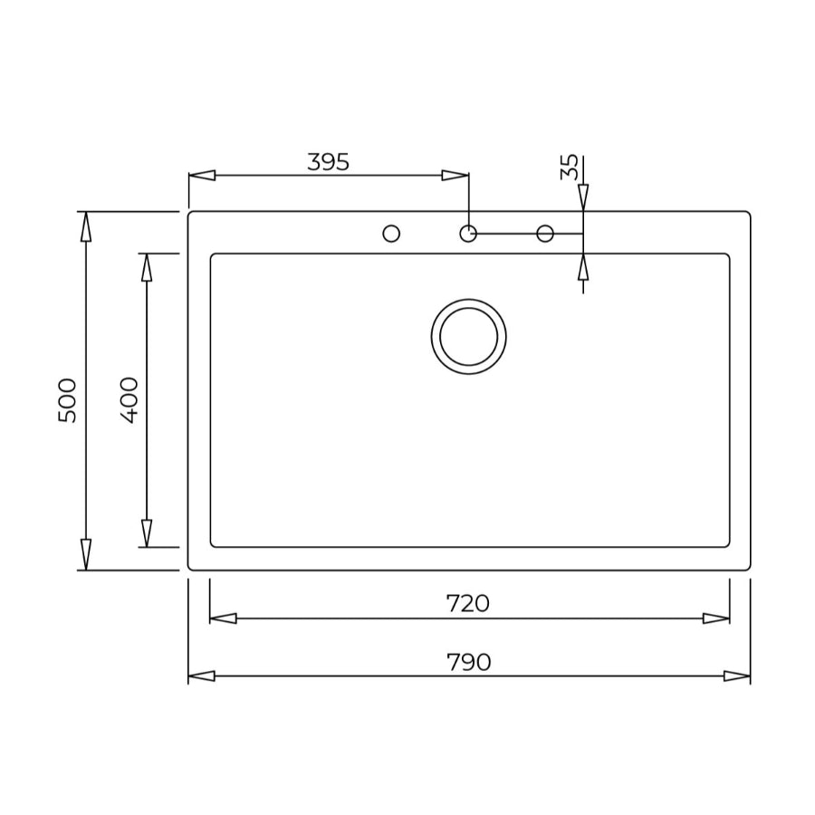 Fregadero Tegranit ForSquare 72.40 TG Teka Color Negro 80cm