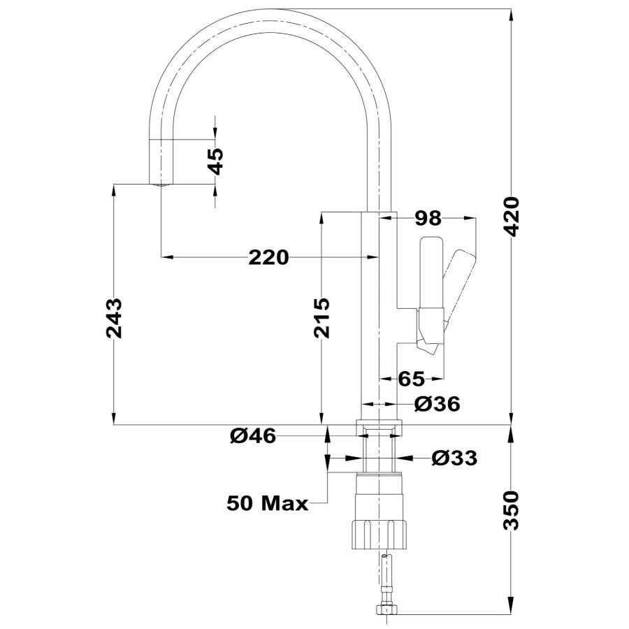 Grifo Monomando Teka Color Negro/Cromo