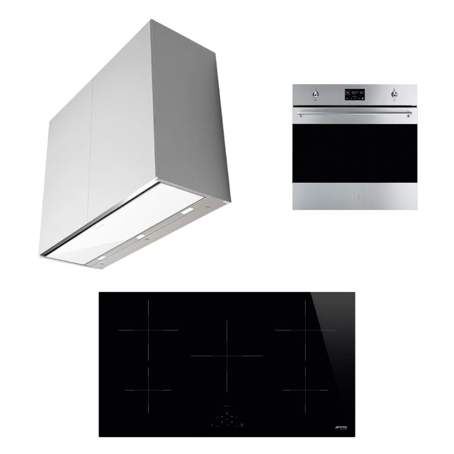 Combo Ideal, Campana de Pared Move Falmec + Encimera de Inducción Smeg + Horno Galileo Traditional Linea Clasica Smeg