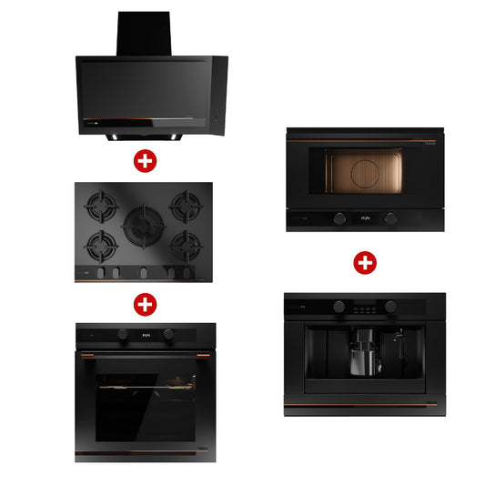 COMBO 1 TEKA, HORNO ELÉCTRICO + MICROONDAS INTEGRABLE + ENCIMERA A GAS + CAMPANA + CAFETERA