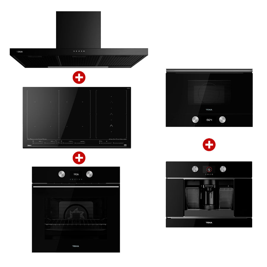 COMBO 3 TEKA, HORNO ELÉCTRICO + MICROONDAS INTEGRABLE + PLACA DE INDUCCIÓN + CAMPANA + CAFETERA