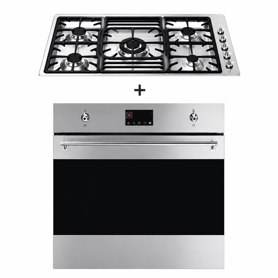 Combo Smeg Con Horno Eléctrico de 60cm y Encimera a Gas de 90cm