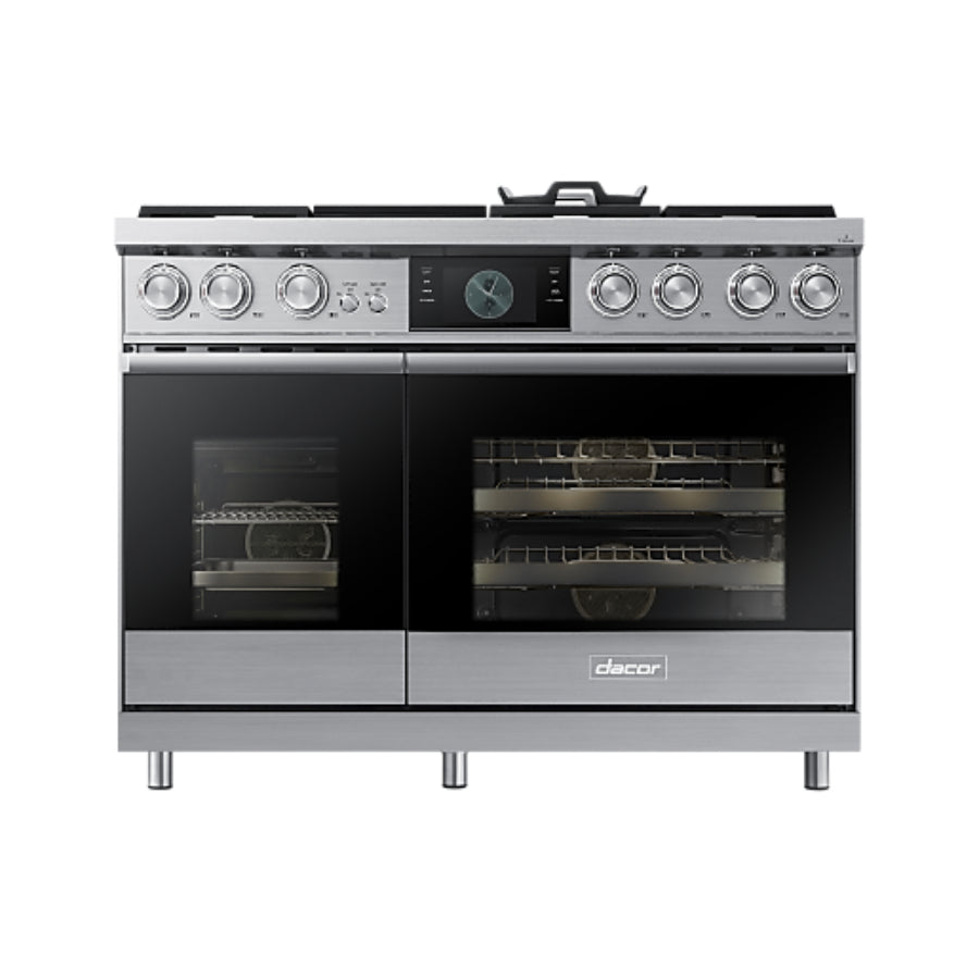 Cocina Dual Fuel Pro-Range a Gas 6 Quemadores Con Plancha Contemporary Dacor 48" Color Plata