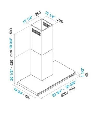 Campana Lumen de Pared Falmec de 36" con motor de 4 velocidades/500 CFM