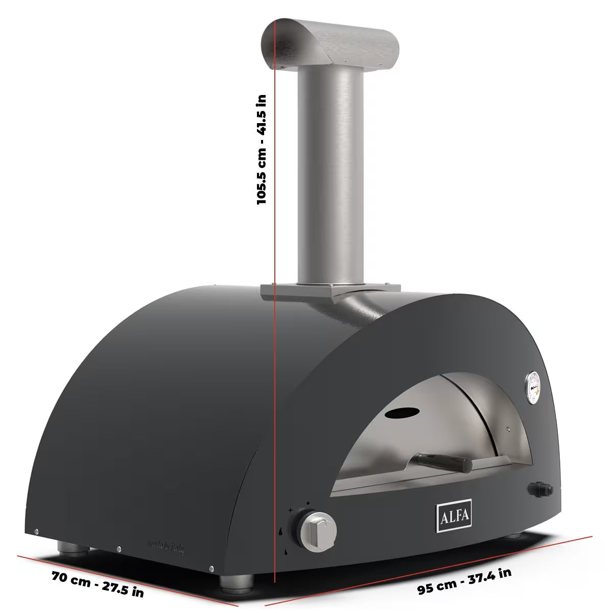 Horno de Pizza Moderno 2 Pizze Gas/Hybrid Alfa Forni Color Gris