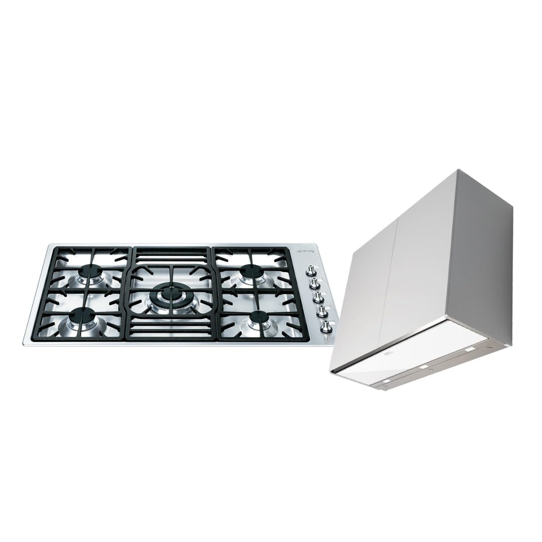 Combo Encimera A Gas 90Cm Smeg + Campana Move De Pared Falmec