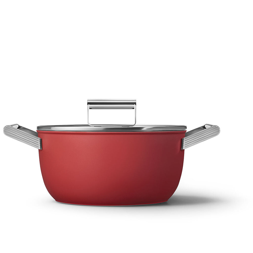 Cacerola Antiadherente Smeg 4.7L Color Rojo