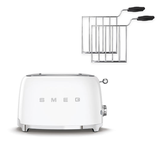 Combo Tostadora 2 Rebanadas + Rack Para Sandwich Smeg Color Blanco