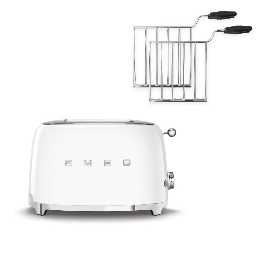 Combo Tostadora 2 Rebanadas + Rack Para Sandwich Smeg Color Blanco