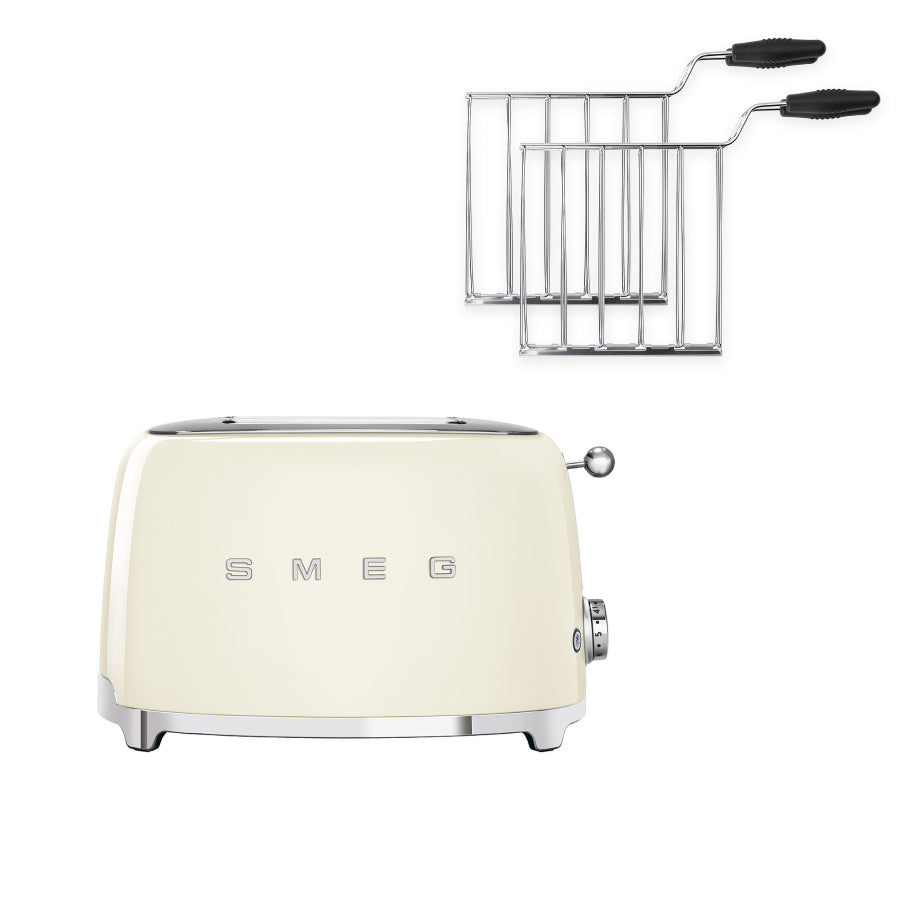 Combo Tostadora 2 Rebanadas + Rack Para Sandwich Smeg Color Crema