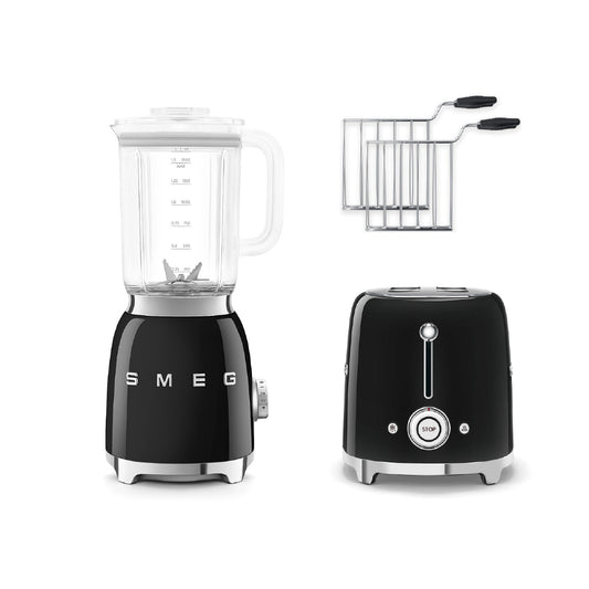 Combo Smeg, Licuadora + Tostadora + Rack Para Sandwich, Color Negro