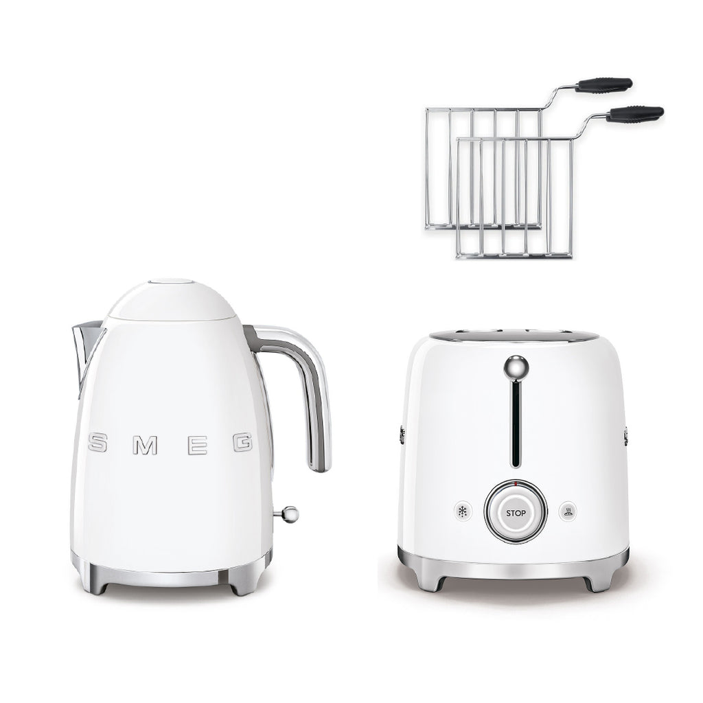 Combo Smeg, Hervidor + Tostadora + Rack Para Sandwich, Color Blanco