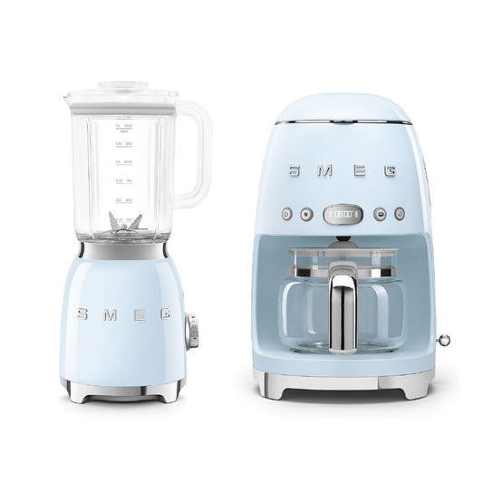 Combo Smeg, Licuadora + Cafetera De Goteo, Color Celeste