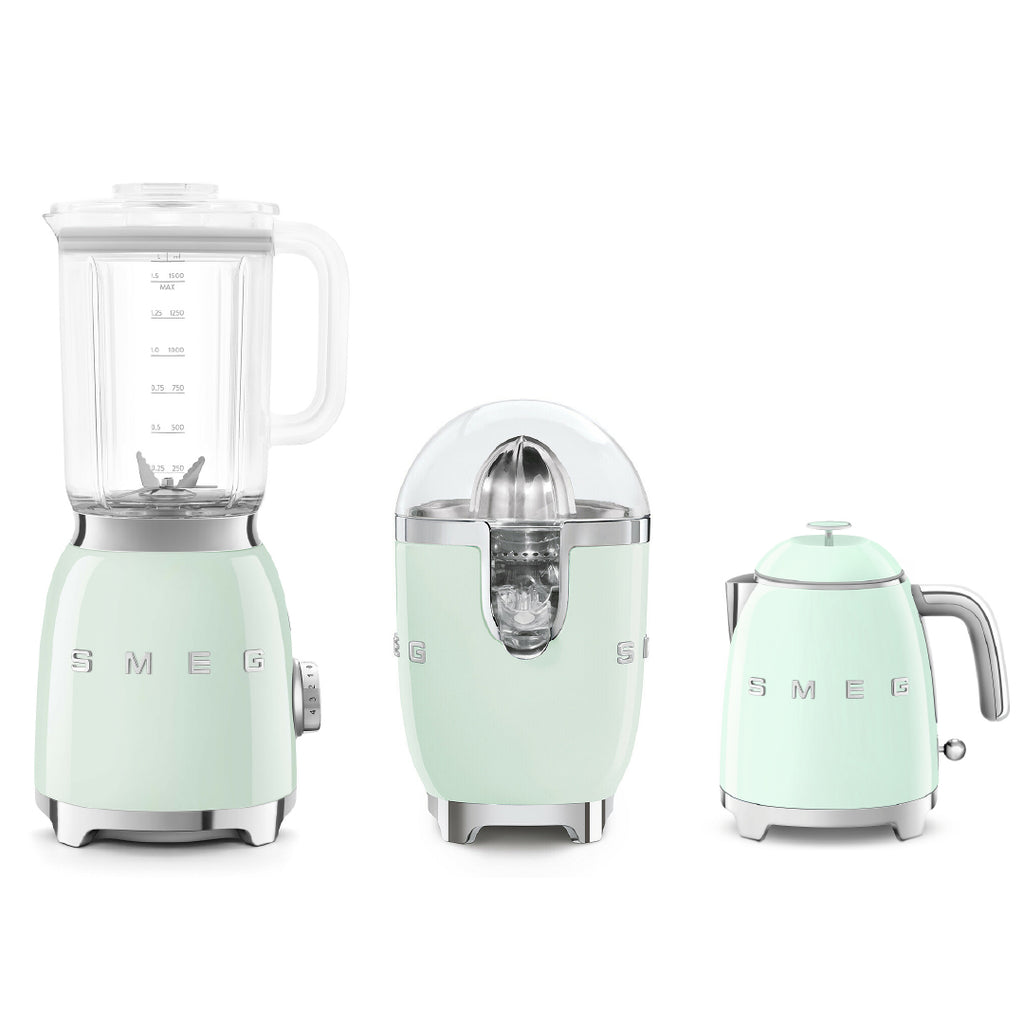 Combo Smeg, Licuadora + Exprimirdor De Naranja + Mini Hervidor, Color Verde Pastel