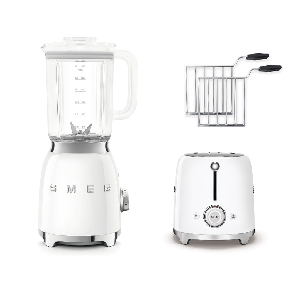 Combo Smeg, Licuadora + Tostadora + Rack Para Sandwich, Color Blanco